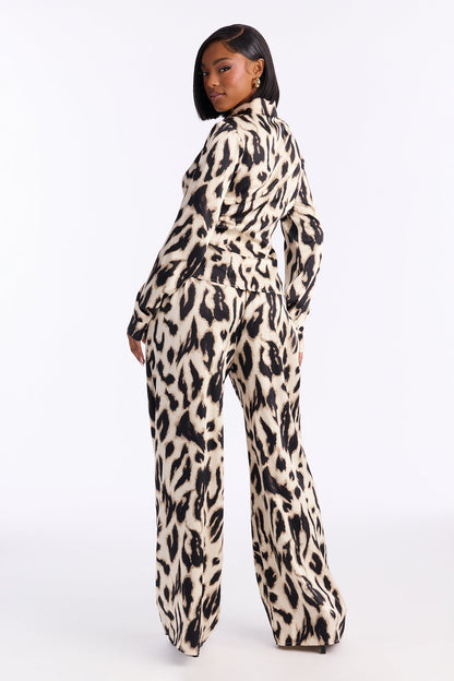 Neveah Satin Shirt Pant Set - Black/combo