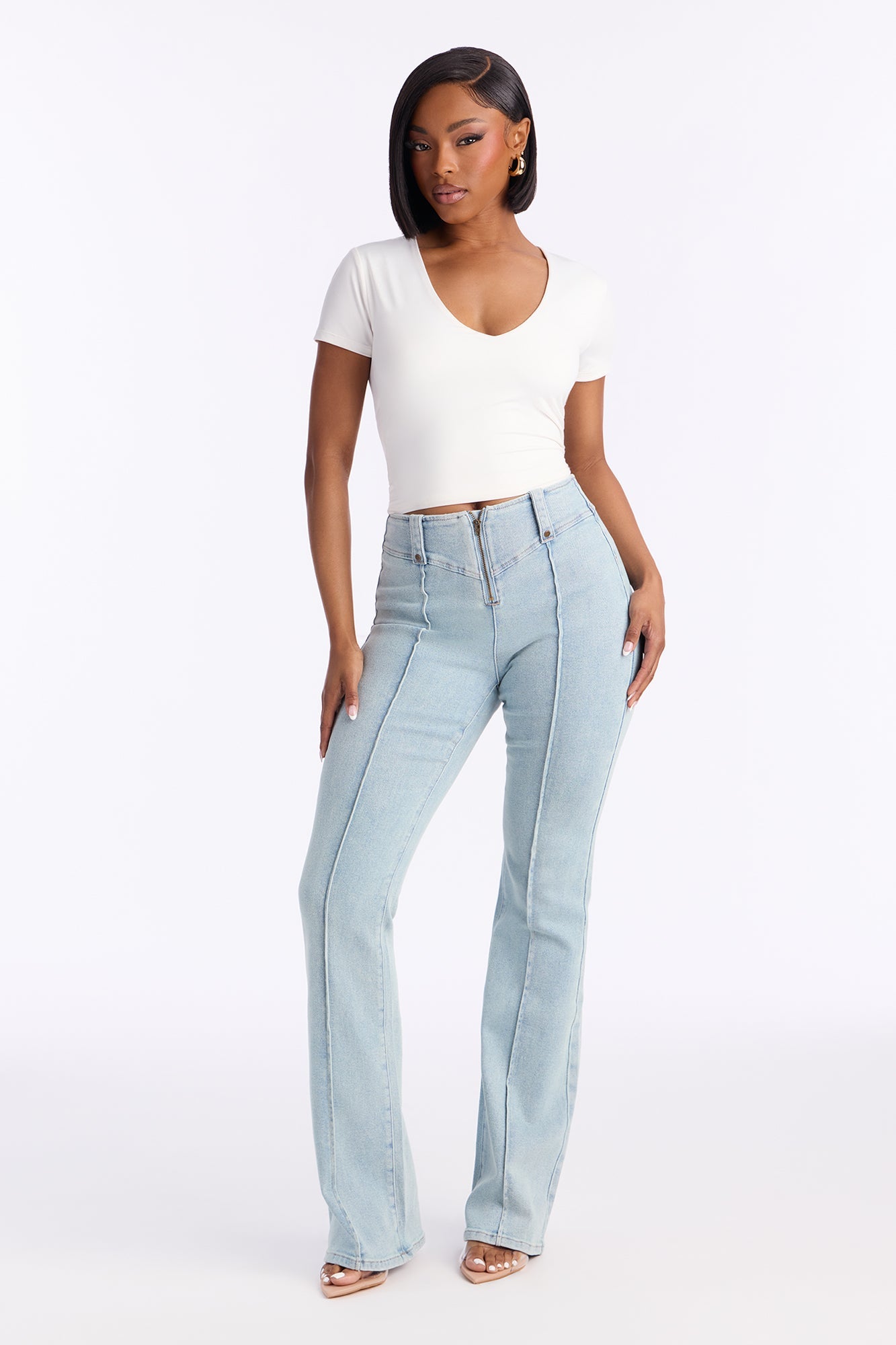 Hollywood Starlet Stretch Flare Jeans - Light Wash