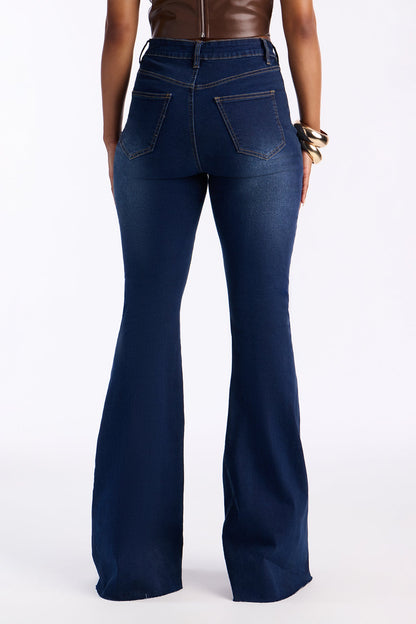 Vivienne Stretch Flare Leg Jeans - Dark Wash