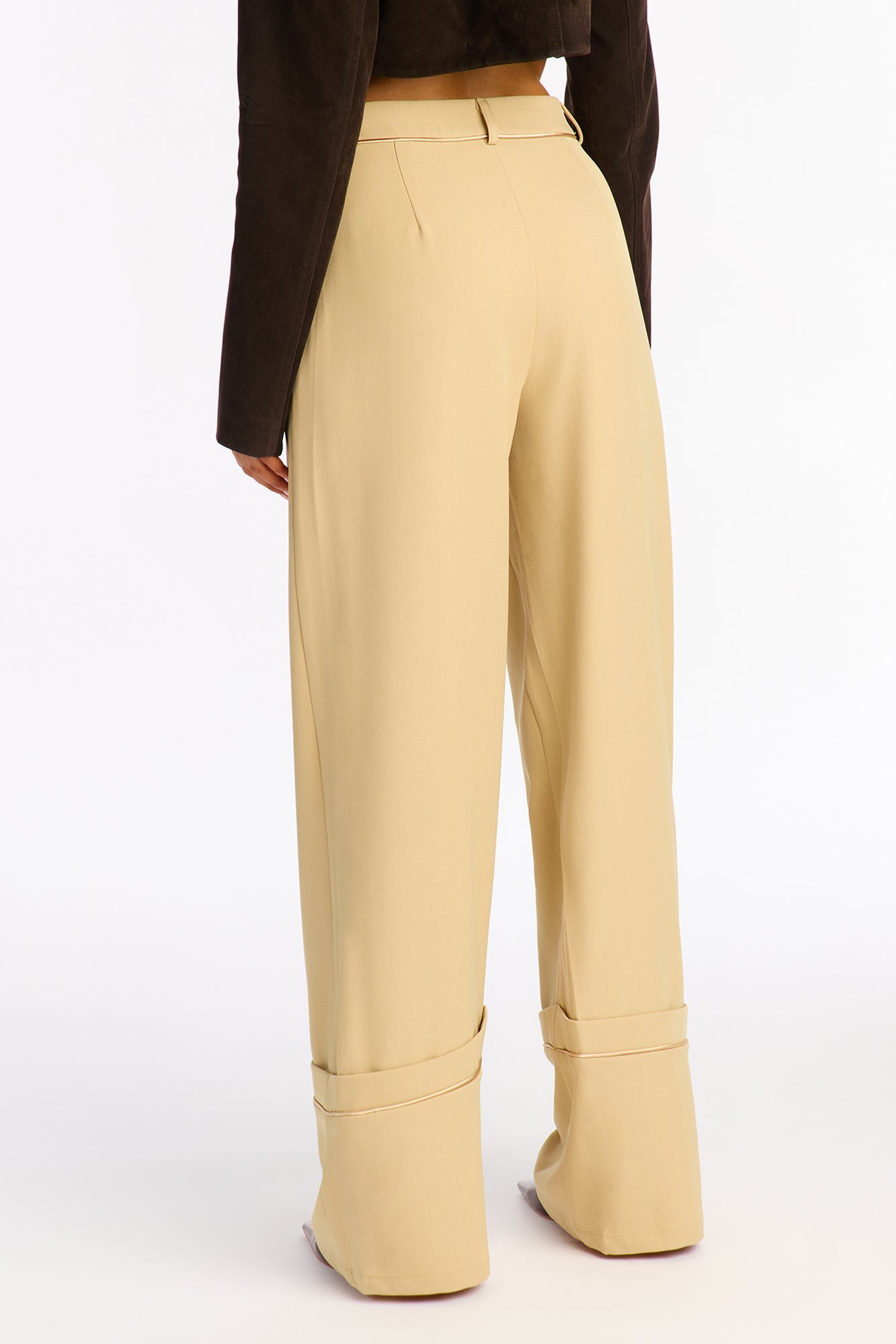Molly Wide Leg Cuffed Trouser Pant 32″ - Mustard