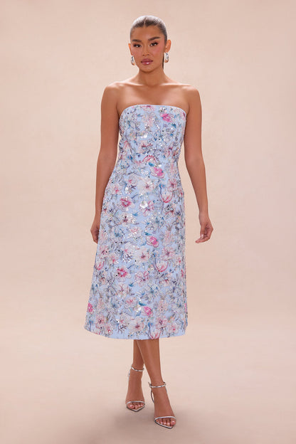 Mariah Floral Embroidered Mini Dress - Blue/combo