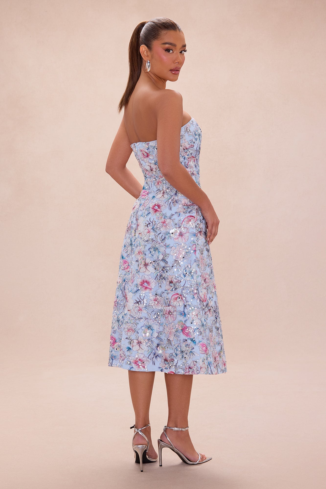 Mariah Floral Embroidered Mini Dress - Blue/combo