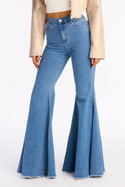 Salina Extreme Bell Bottom Flare Jeans - Medium Wash