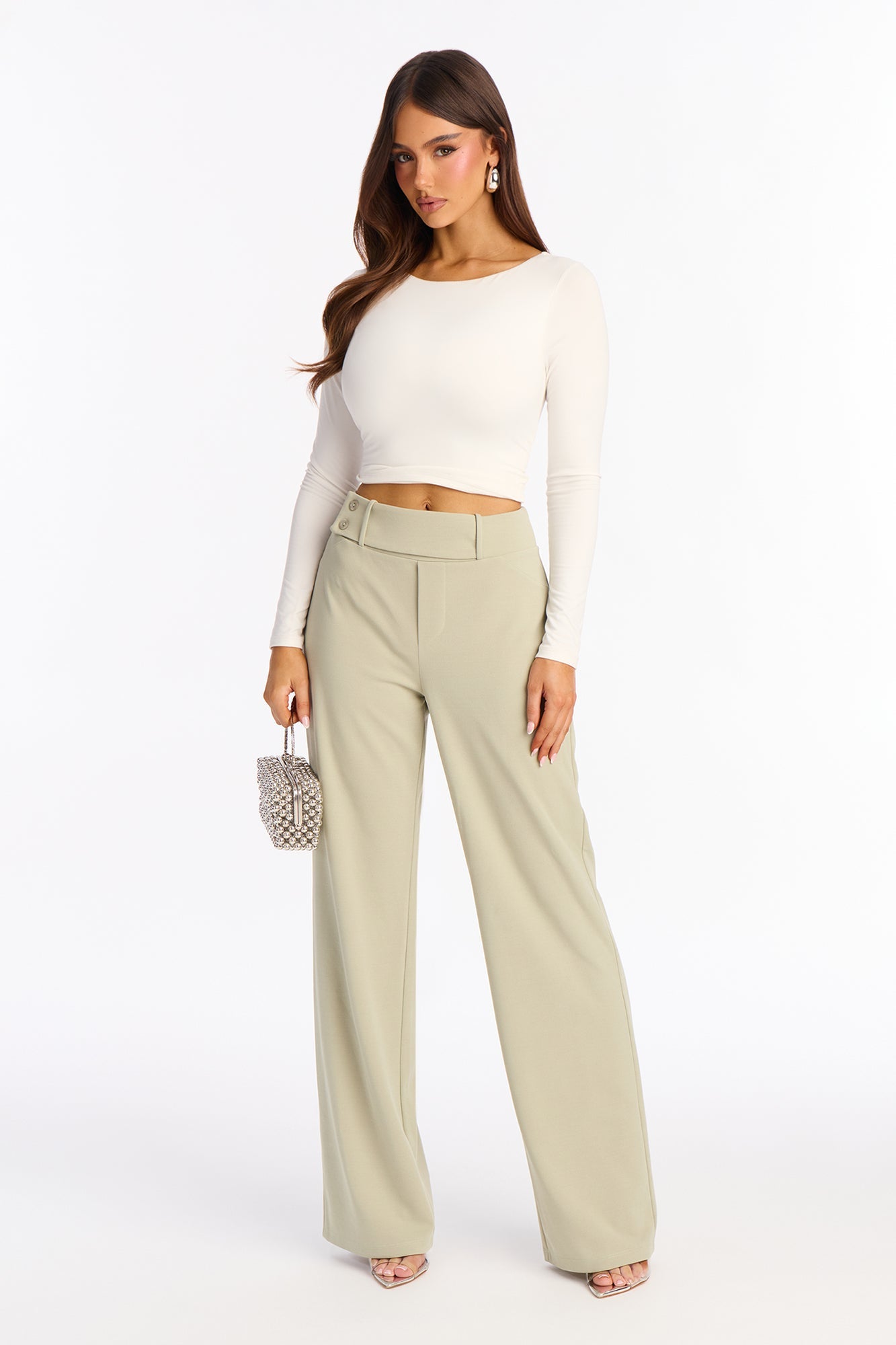 Office Tea Straight Leg Trouser Pant - Sage