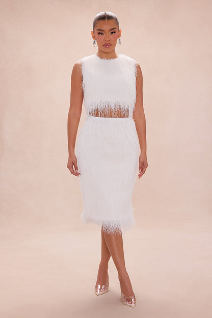 Amberlyn Shaggy Midi Skirt - Cream