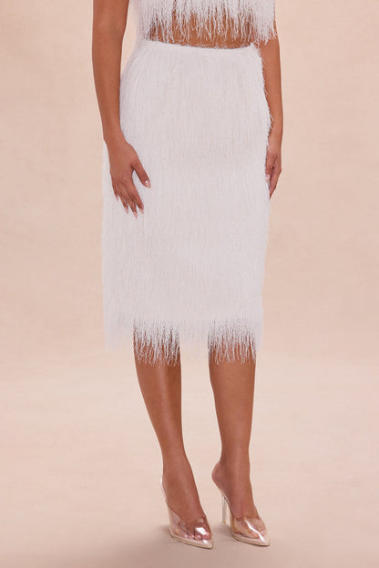 Amberlyn Shaggy Midi Skirt - Cream