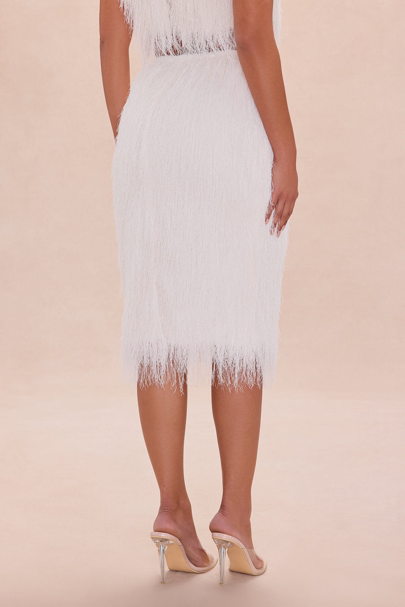 Amberlyn Shaggy Midi Skirt - Cream