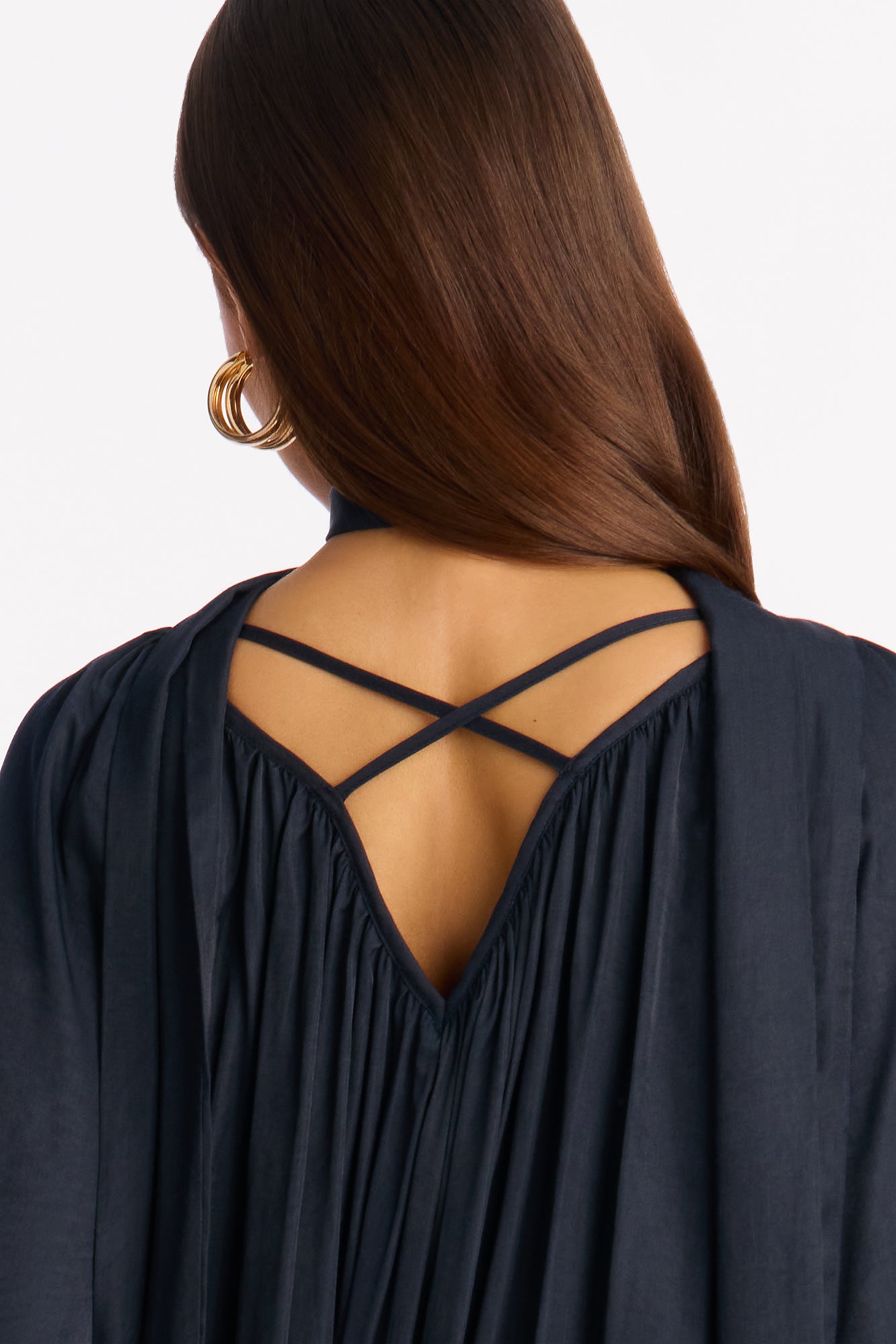 Satin Sips Balloon Wide Leg Jumpsuit - Navy