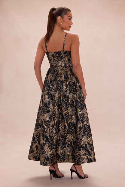 Jamie Jacquard Maxi Dress - Black/Gold
