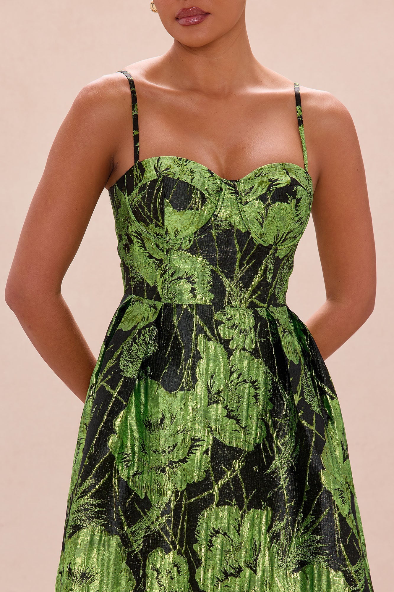 Jaqueline Jacquard Maxi Dress - Black/Green