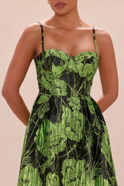 Jaqueline Jacquard Maxi Dress - Black/Green