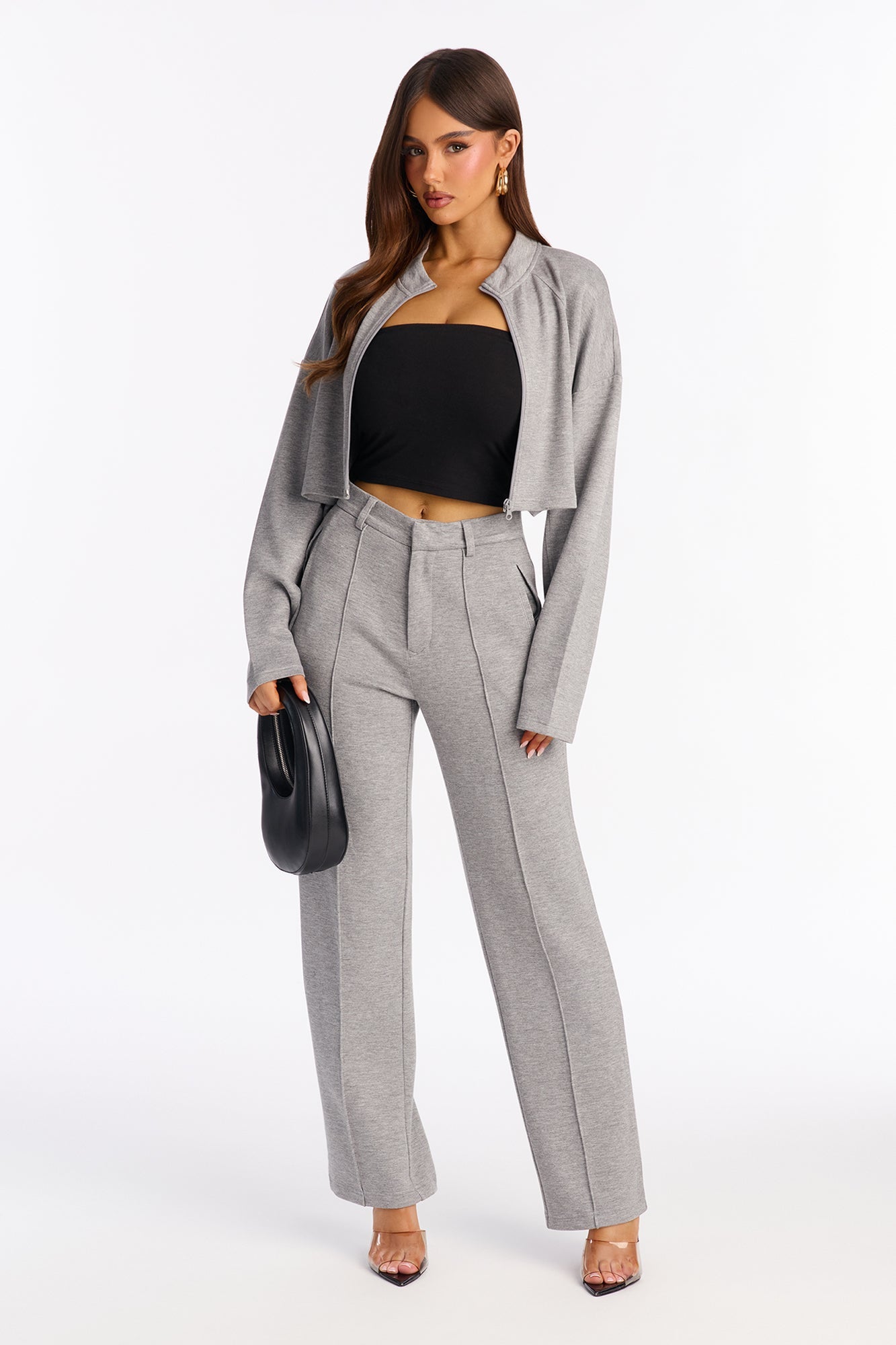 Arden Zip Up Lounge Jacket - Grey