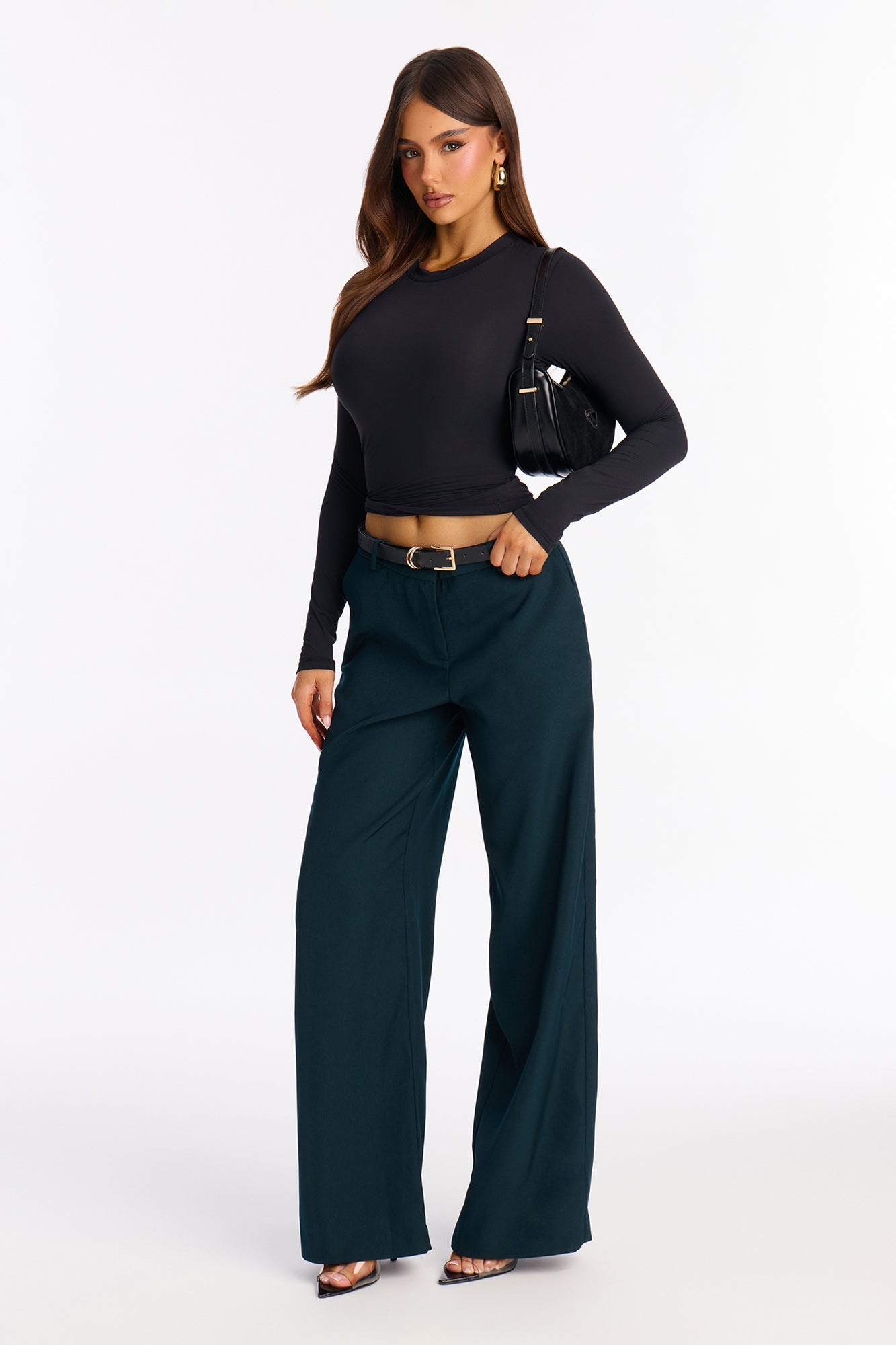 Hannah Crepe Low Rise Trousers 33 - Green