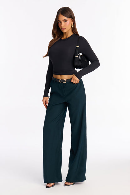 Hannah Crepe Low Rise Trousers 33 - Green