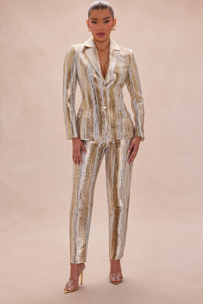 Blake Jacquard Blazer Pant Set - Gold/combo