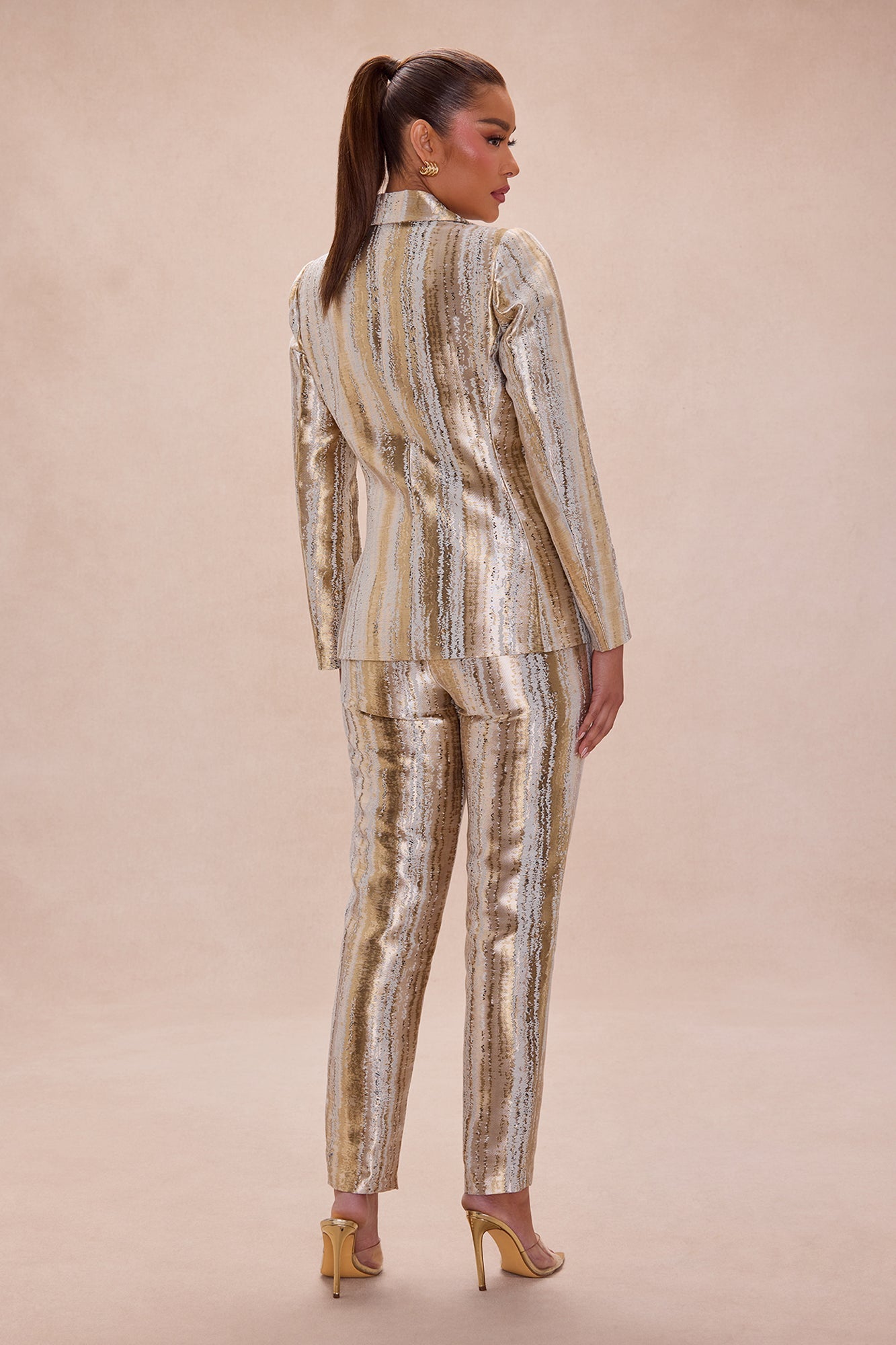 Blake Jacquard Blazer Pant Set - Gold/combo
