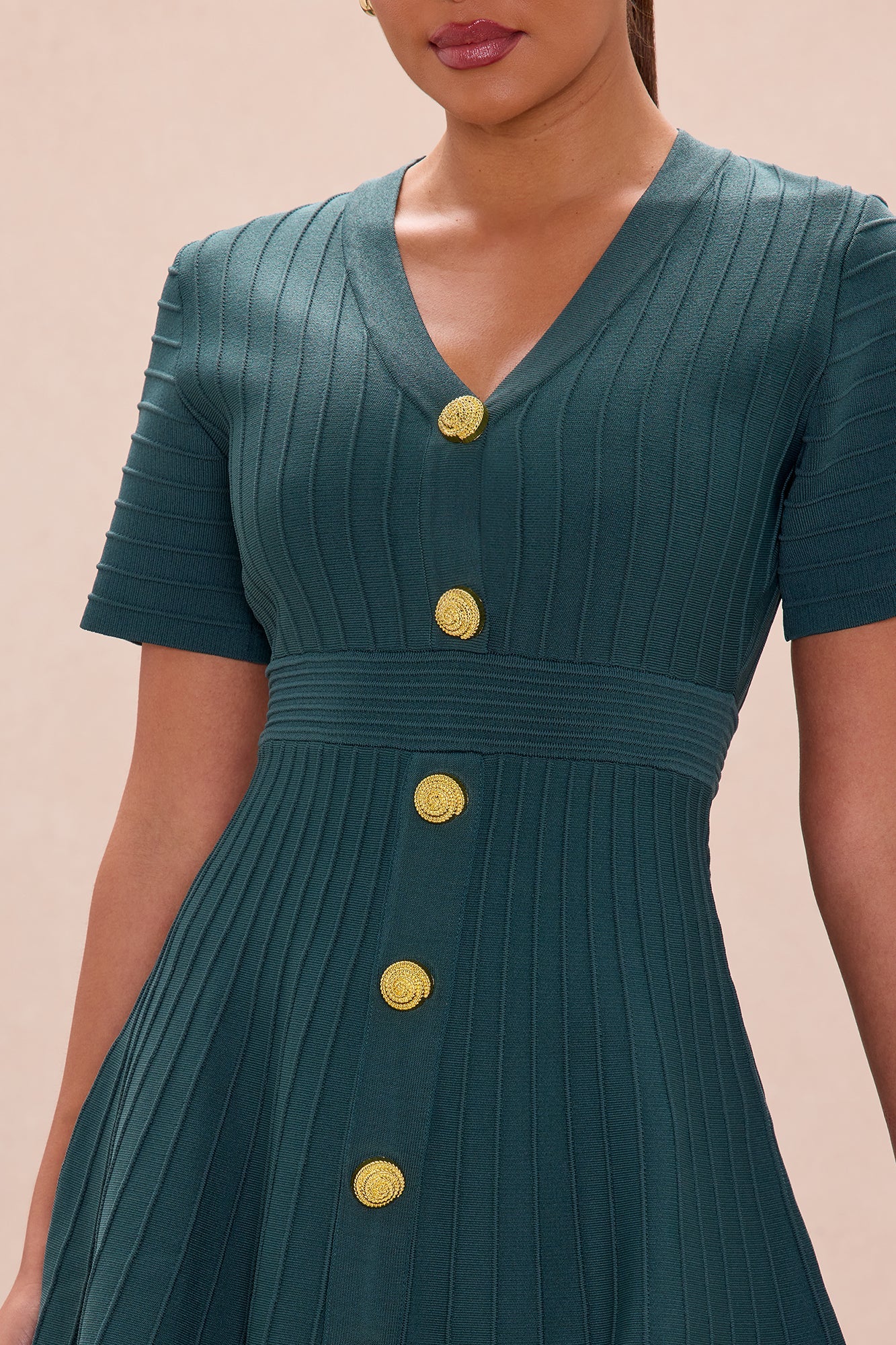 Shelly Button Up Mini Dress - Hunter