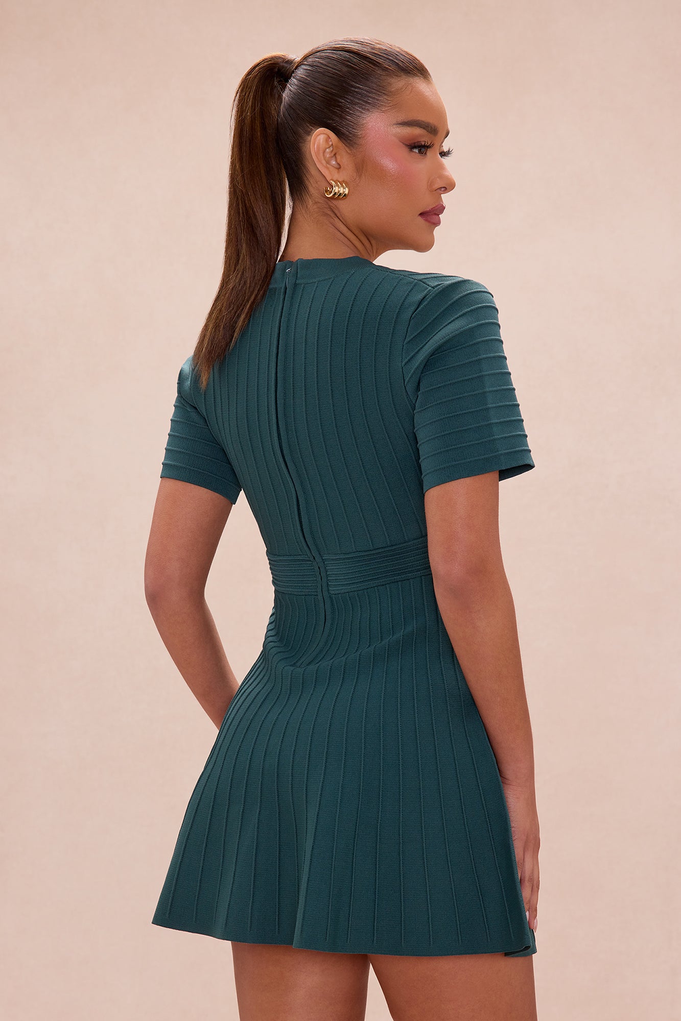 Shelly Button Up Mini Dress - Hunter