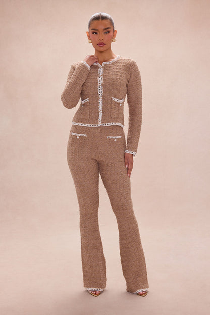 Giselle Embellished Tweed Pant Set - Mocha