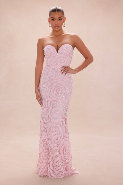 Elaine Embellished Sequin Gown - Light Pink