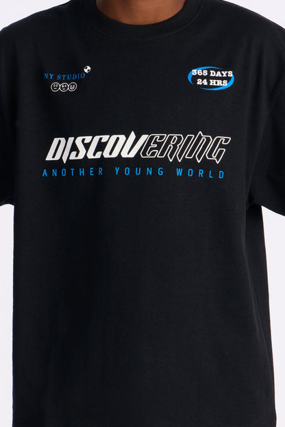 Mini Discovering Front/Back Short Sleeve Tee - Black