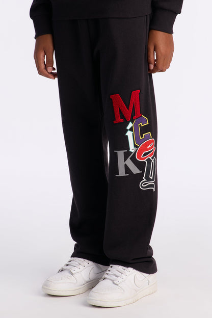 Mini Disney Mickey Patch Wide Fit Sweatpants - Black Wash
