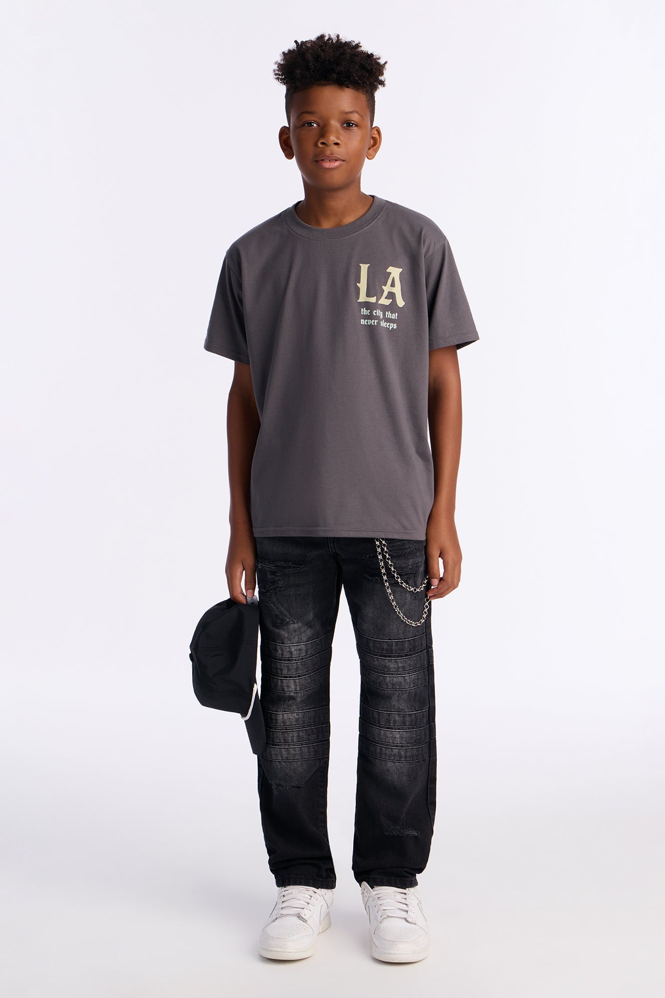 Mini LA Never Sleeps Short Sleeve Tee - Charcoal