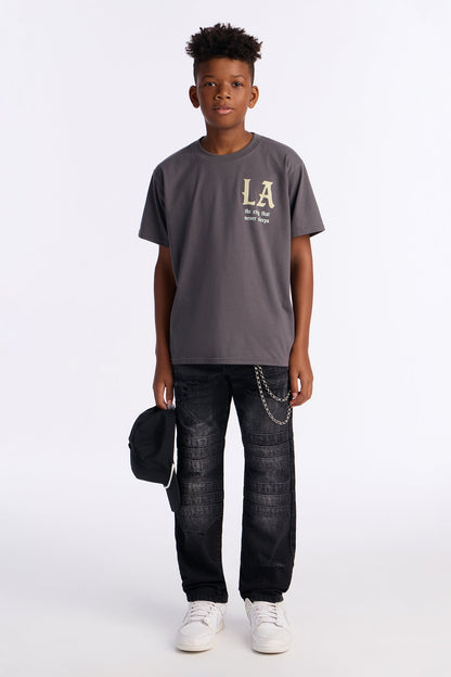 Mini LA Never Sleeps Short Sleeve Tee - Charcoal