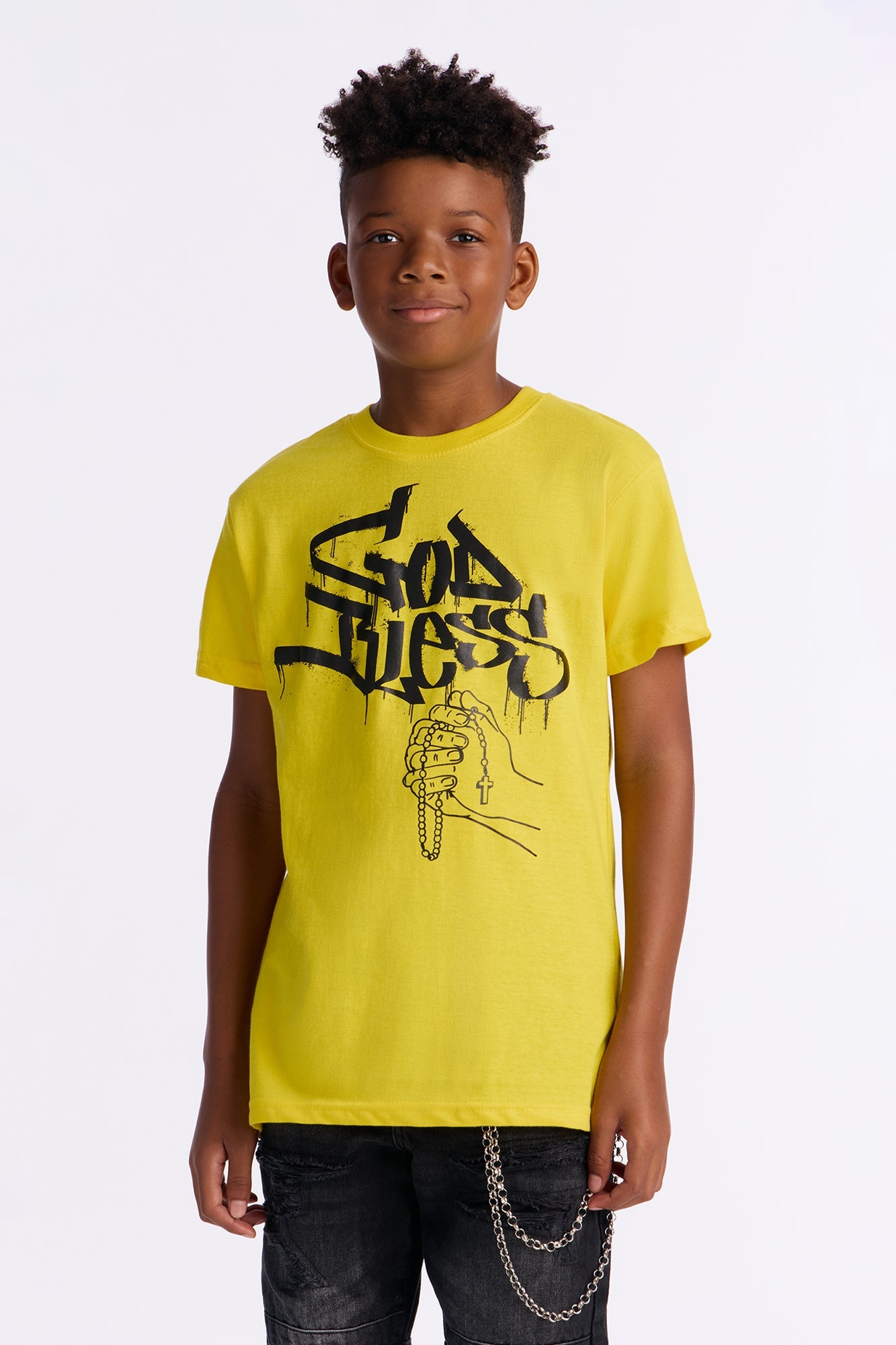 Mini God Bless Short Sleeve Tee - Yellow