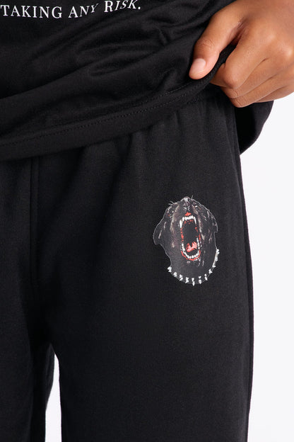 Mini Dangerous Dogs Jogger Pant Set - Black