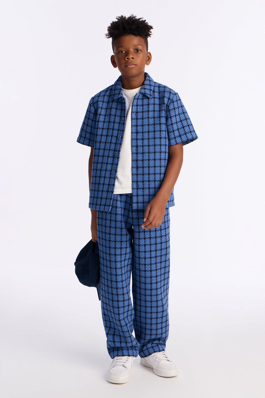 Mini Baggy Tweed Theory Pant - Blue