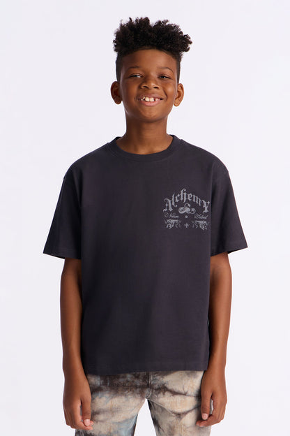 Mini Alchemy Front/Back Short Sleeve Tee - Charcoal