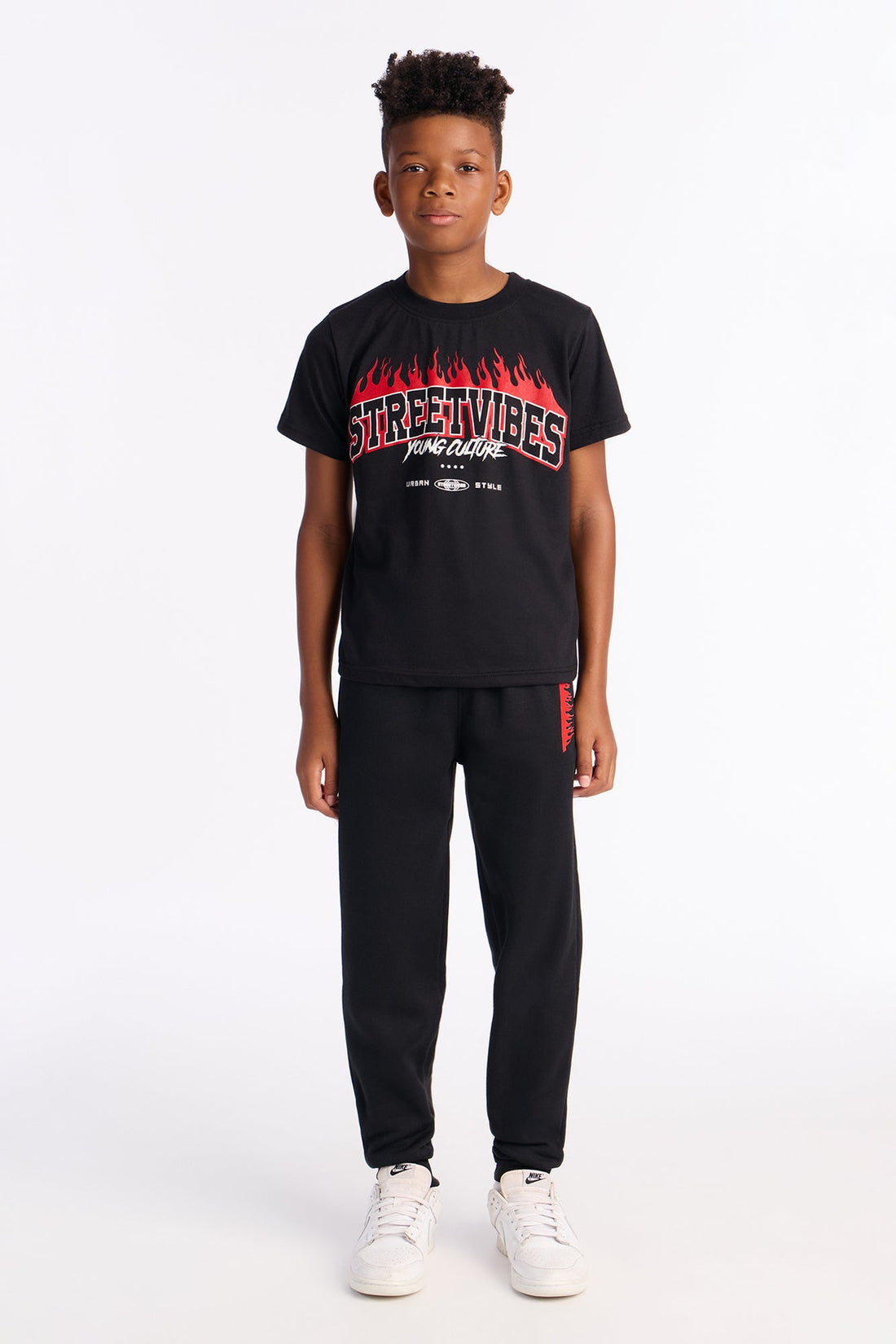 Mini Street Vibes Jogger Pant Set - Black