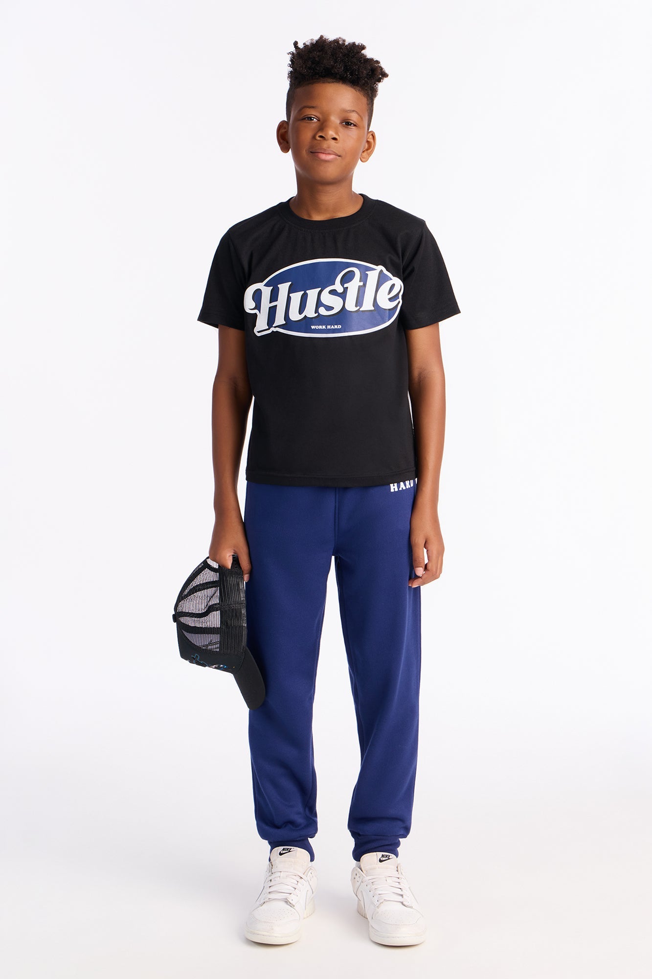 Mini Hustle And Work Hard Jogger Pant Set - Black/combo