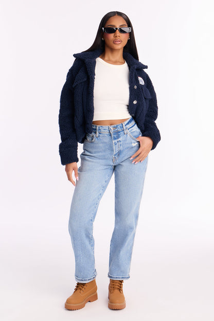 90s Roll Cuff Mom Jeans - Light Wash