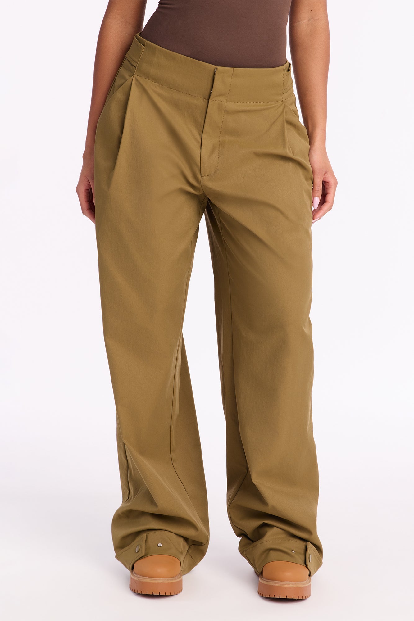 Cami Wide Leg Brushed Twill Pant 32″ - Olive