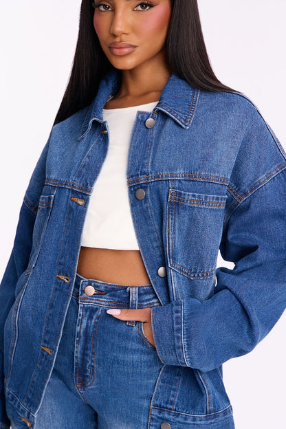 Work Is Done Denim Swing Jacket - Medium Wash