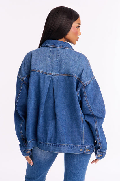Work Is Done Denim Swing Jacket - Medium Wash