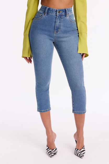 Manchester Stretch Skinny Capri Jeans - Vintage Wash