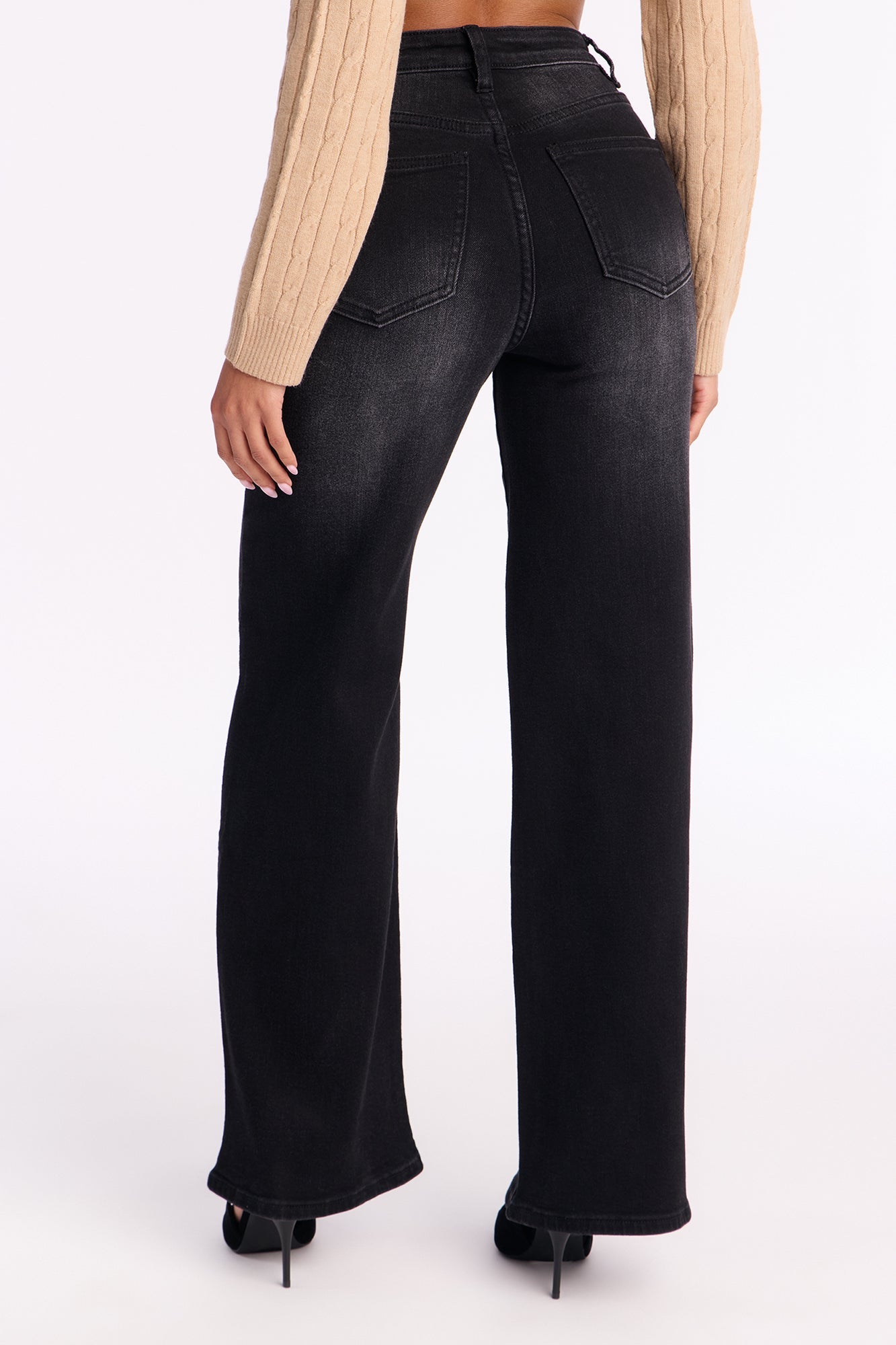 Petite Everyday Basic Straight Leg Denim Jeans - Black