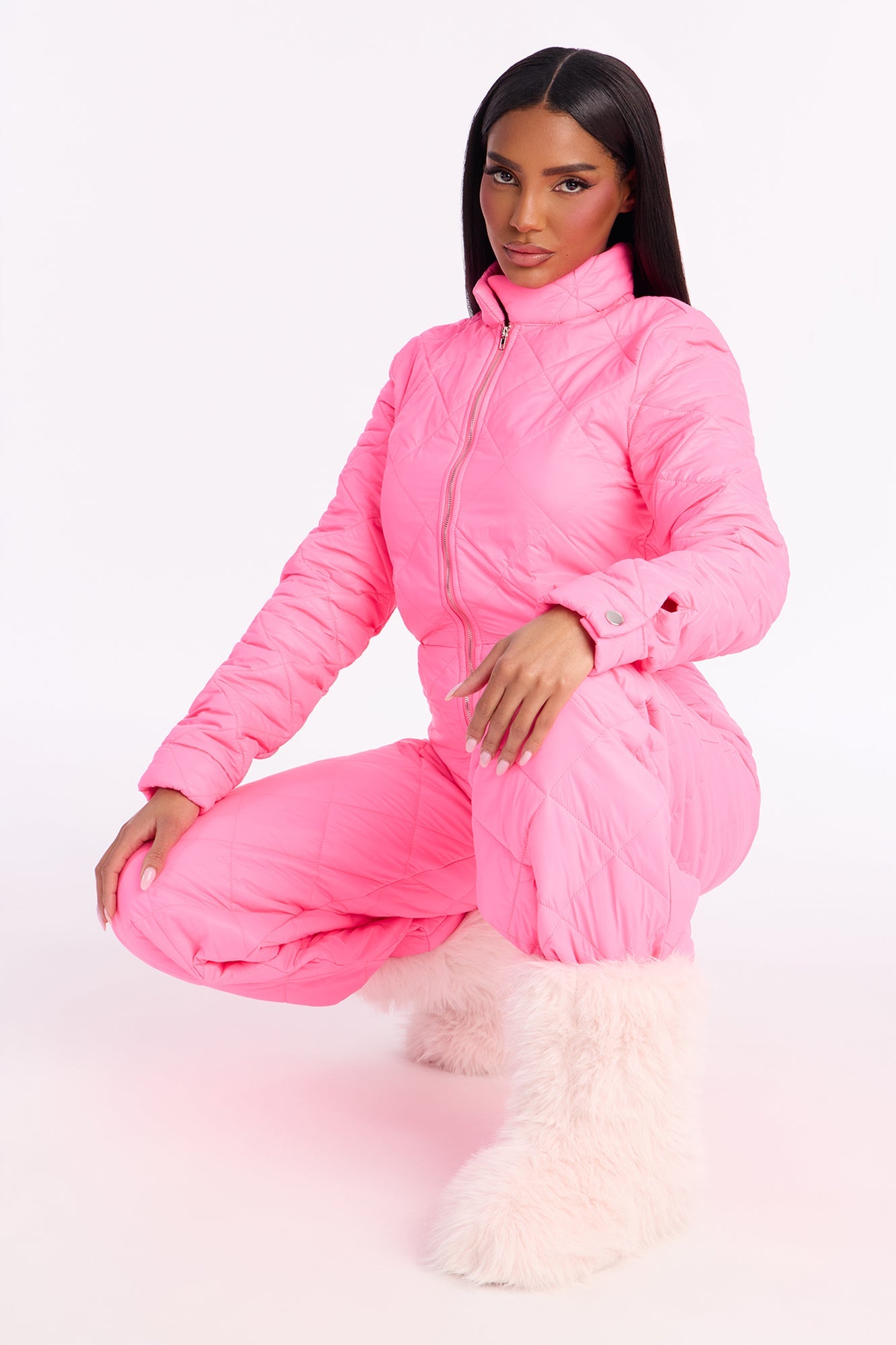 Paige Puffer Jumpsuit - Hot Pink