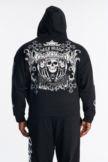 Loyalty Royalty Cross Oversized Hoodie - Black