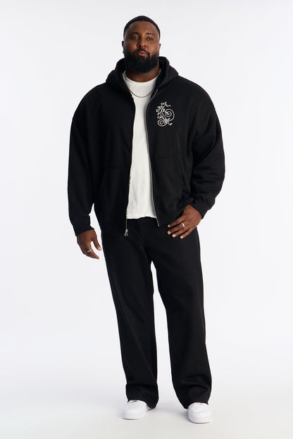 Angelic Tunes Oversized Heavyweight Zip Up Hoodie - Black