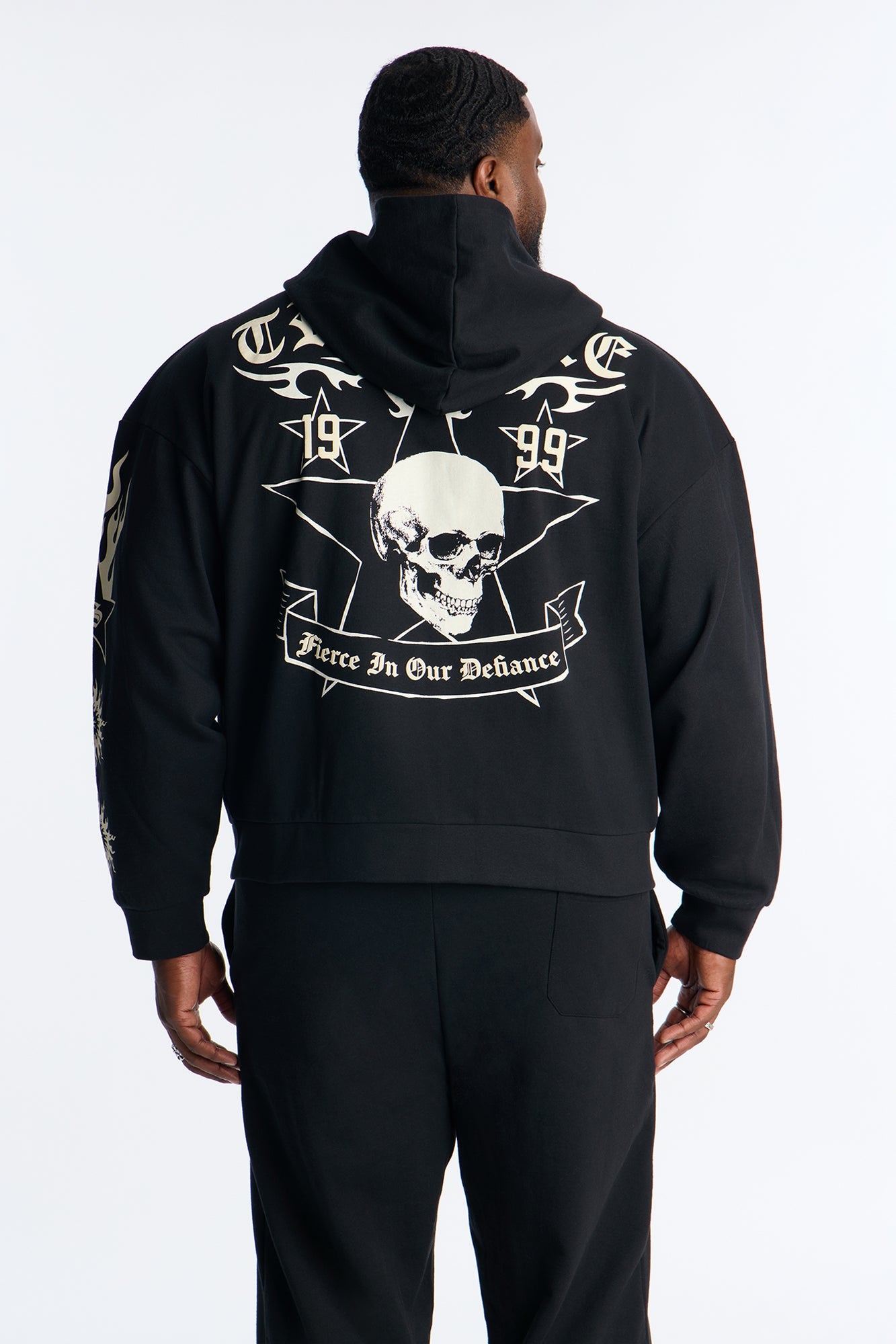 In The Chaos Zip Up Oversized Hoodie - Black