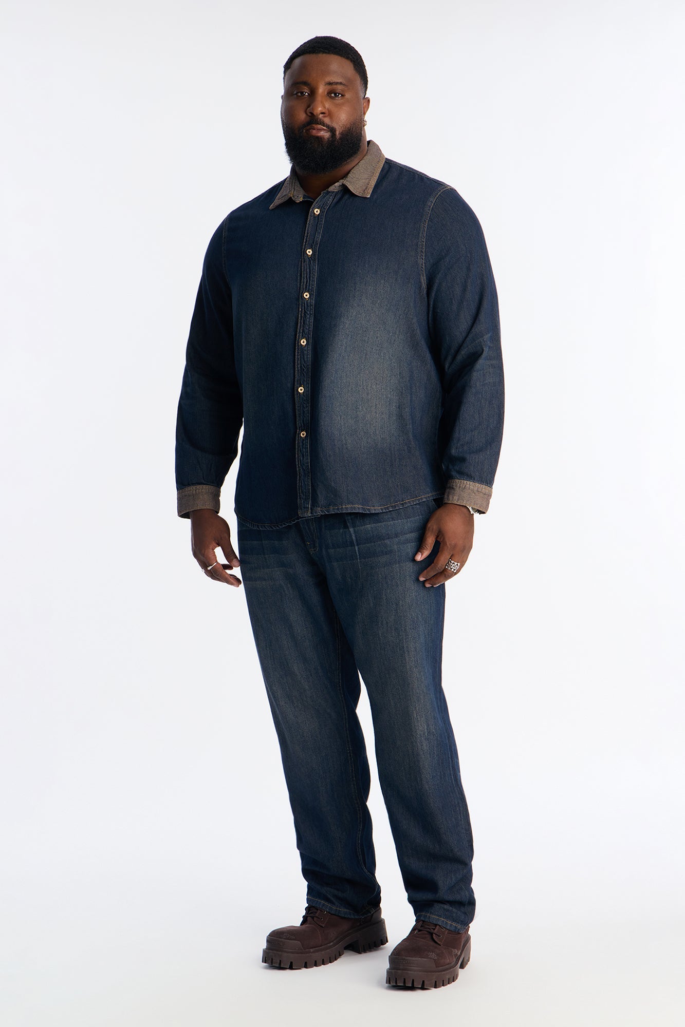 Dual Tone Denim Shirt - Indigo