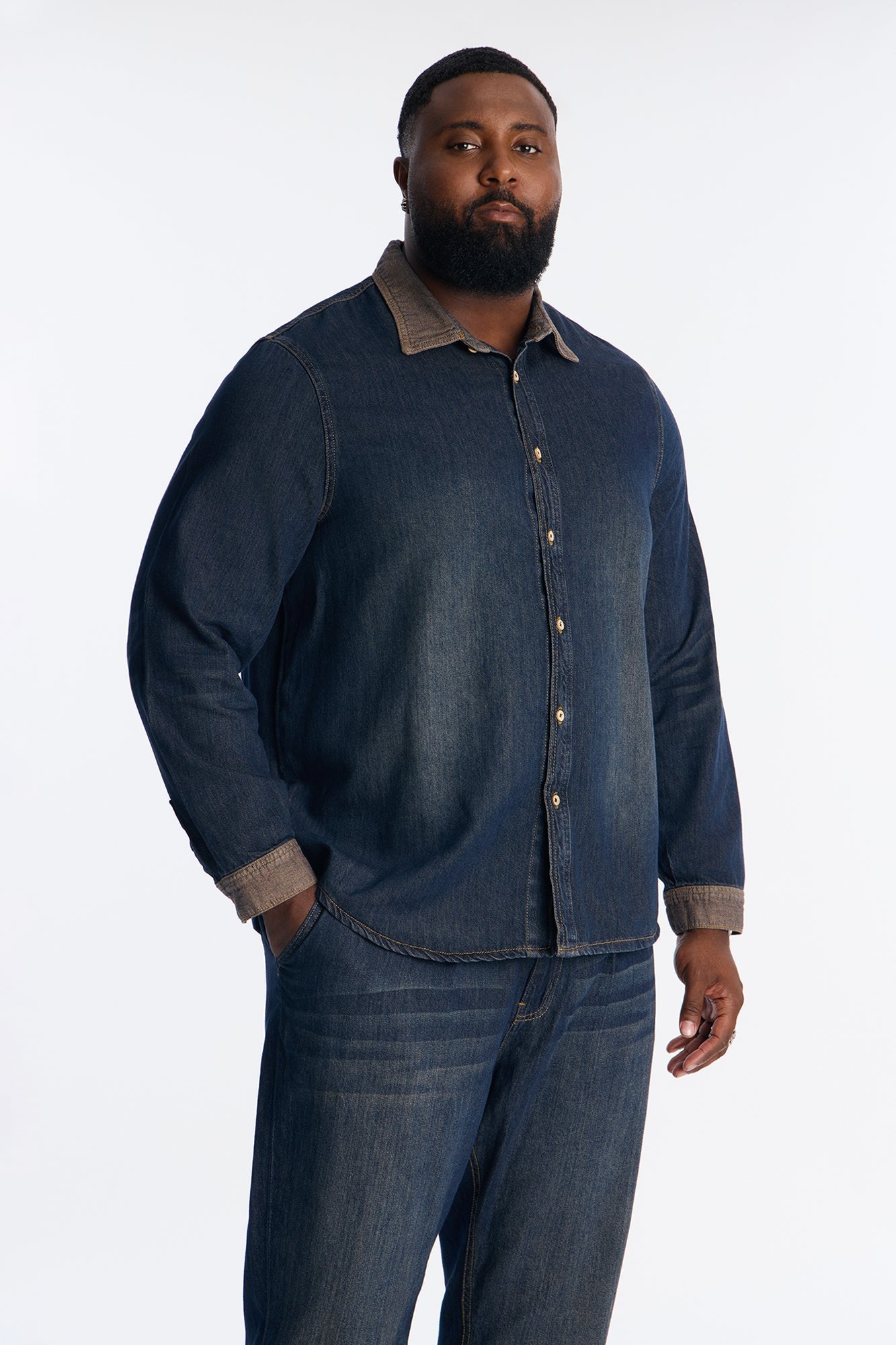 Dual Tone Denim Shirt - Indigo