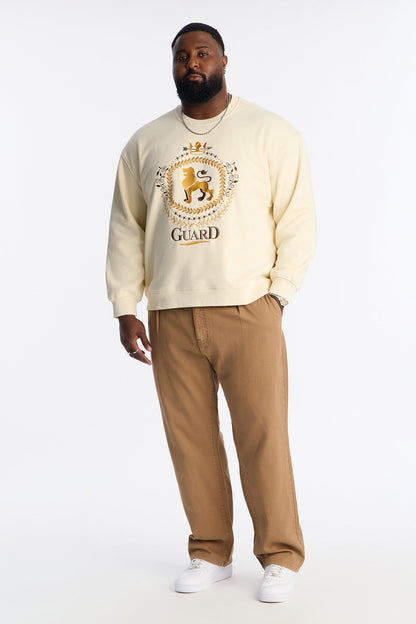 Royal Guard Relaxed Crew Neck Sweater - Cream