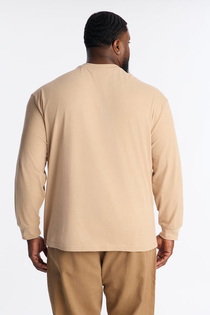 Brushed Relaxed Cotton Tee - Tan