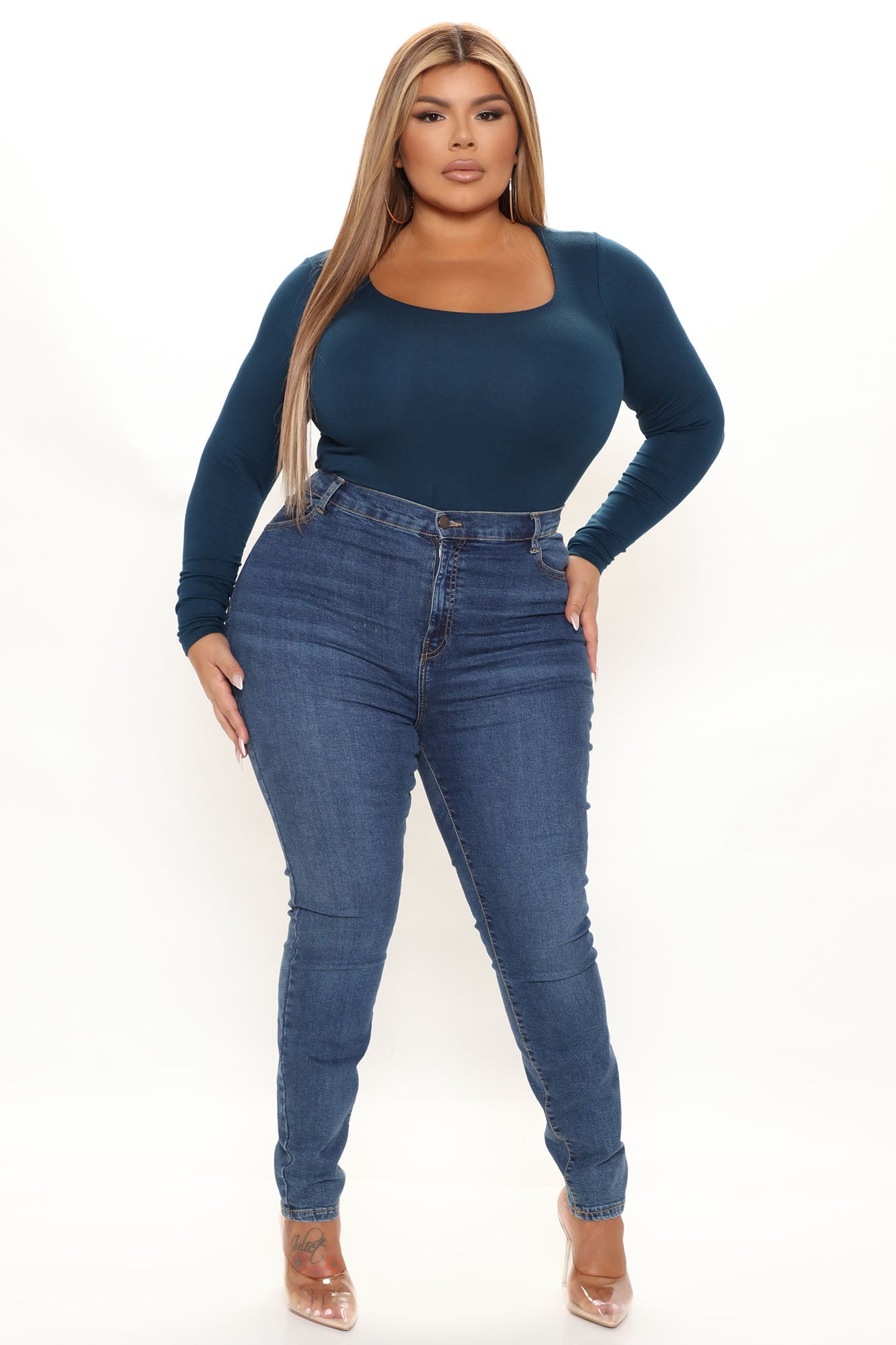 Yasmeen Square Neck Top - Teal