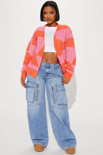 All Mixed Up Cardigan - Pink/combo